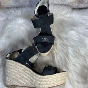 Bettye Mueller Goth Black Skull Print Espadrilles Sz 40/8